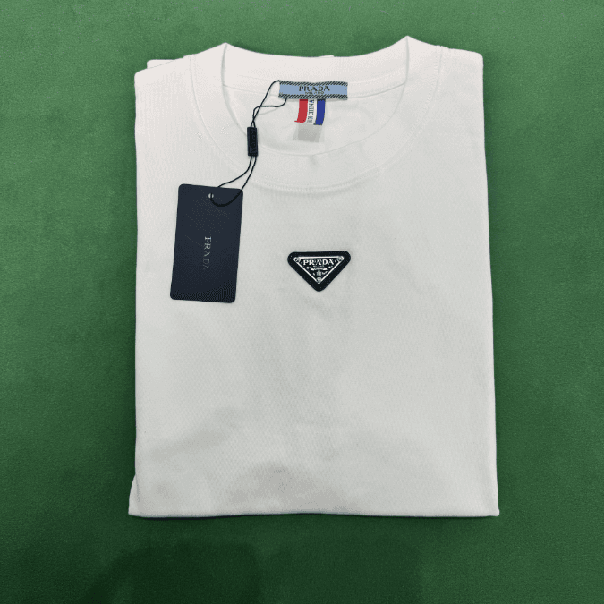 Prada Logo T-Shirt Triangle Logo — 款式2 白色