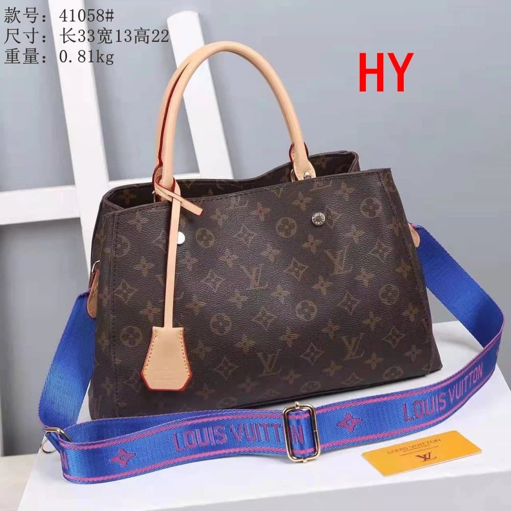 Louis Vuitton Neverfull MM Monogram Canvas with Blue Web Strap