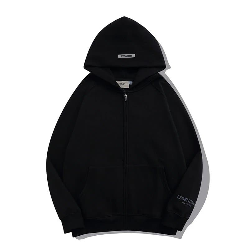 Fear of God Essentials Logo Hoodie Oversized — 拉链款黑色