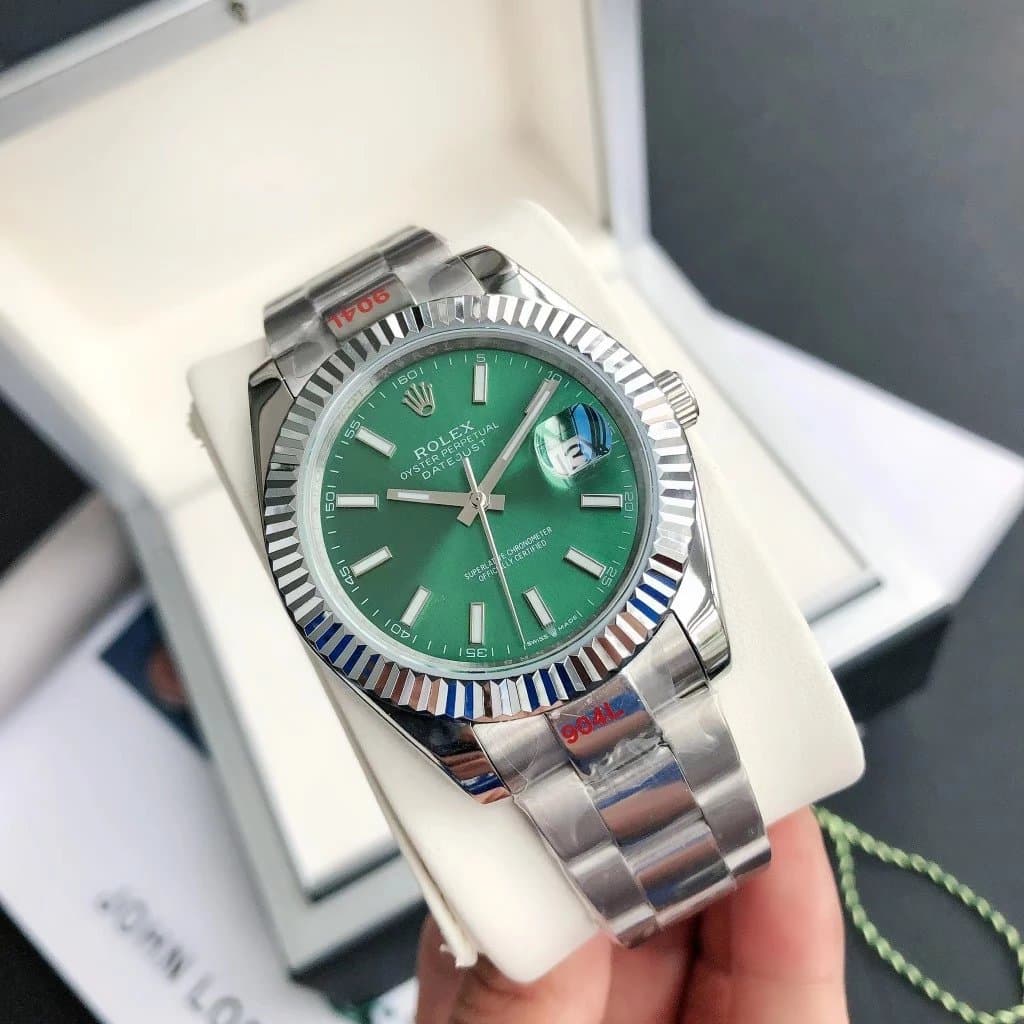 Rolex Datejust Stainless Steel Grey Dial — 银壳绿盘·三珠钢带 矿物质强化镜面玻璃