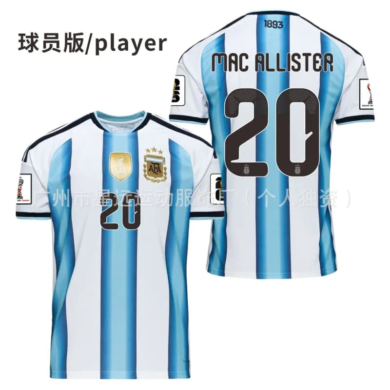 Adidas Argentina Home Jersey Mac Allister Player Version