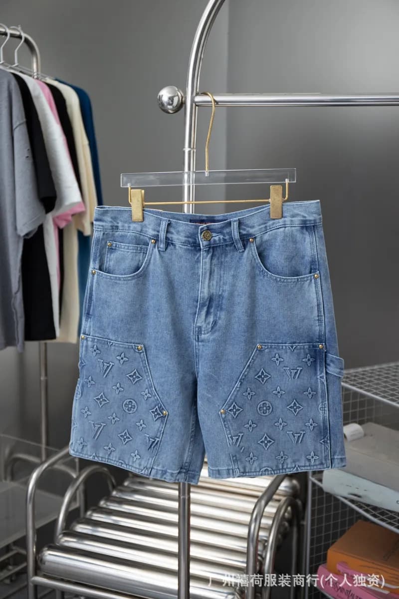Louis Vuitton Denim Shorts Monogram Embroidered