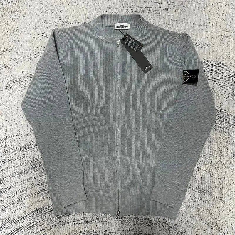 Stone Island Ribbed Knit Sweater Multi-Logo Patch — DDSTD-MY-0015