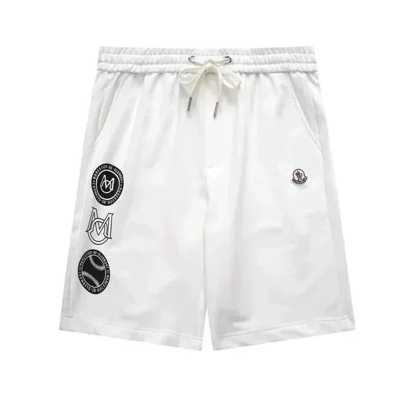 Moncler Logo-Print Shorts White with Black Logos