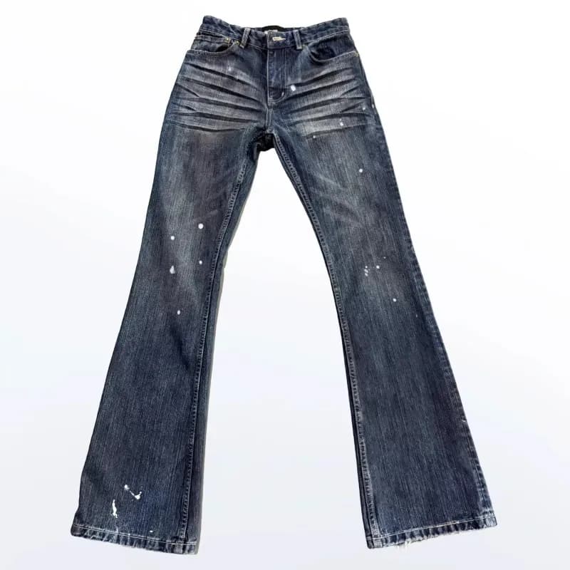 Straight-Leg Jeans Light Wash Distressed — N41