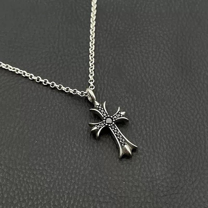 Chrome Hearts Cross Pendant Pave Black Diamond