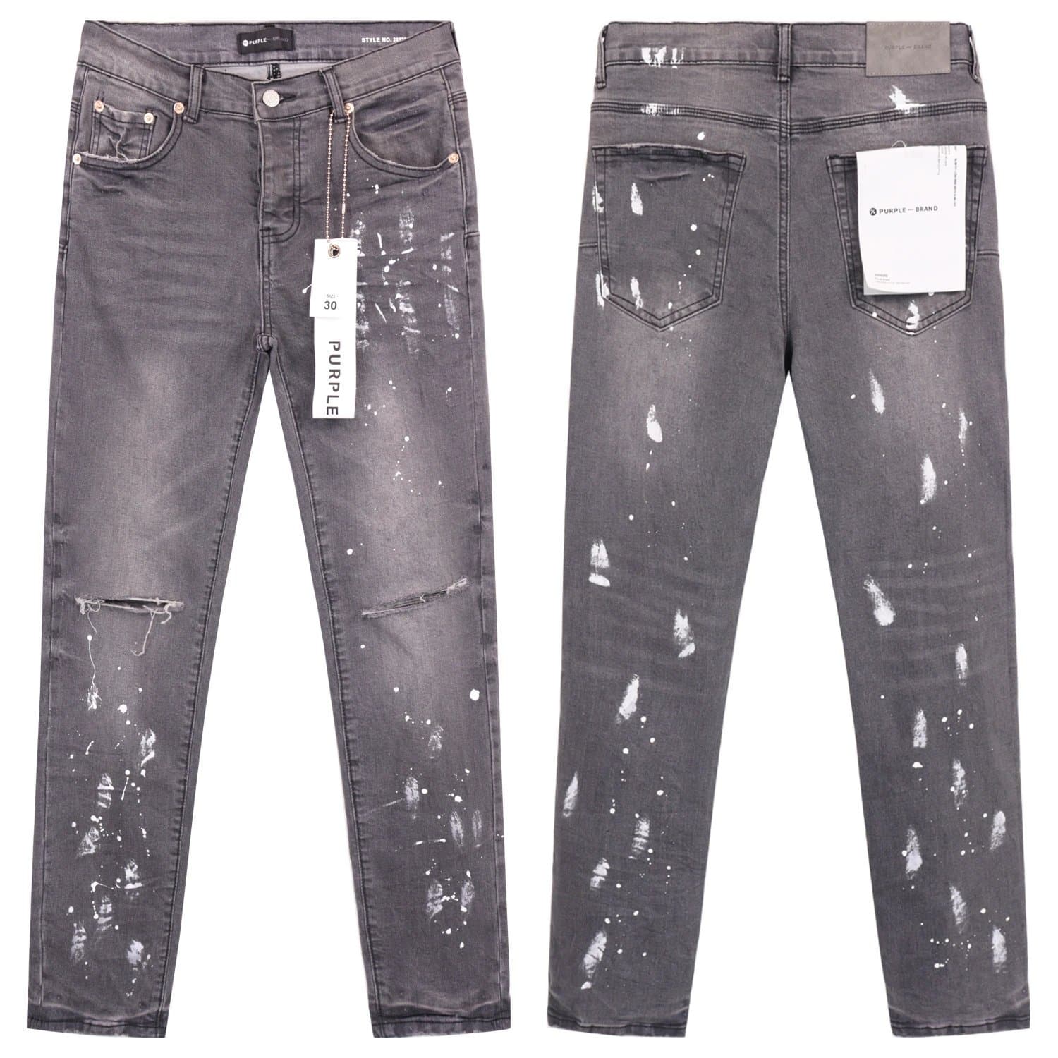 Off-White Distressed Jeans Paint Splatter — 8188烟灰色