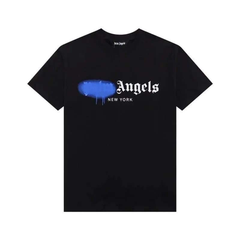 Palm Angels Graphic Tee Blue Spray Paint Angels