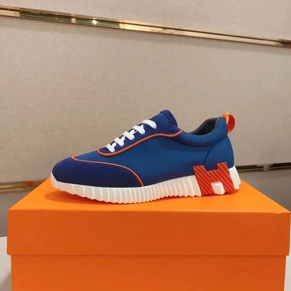 Hermès H-Logo Sneaker Navy Blue with Orange Accents