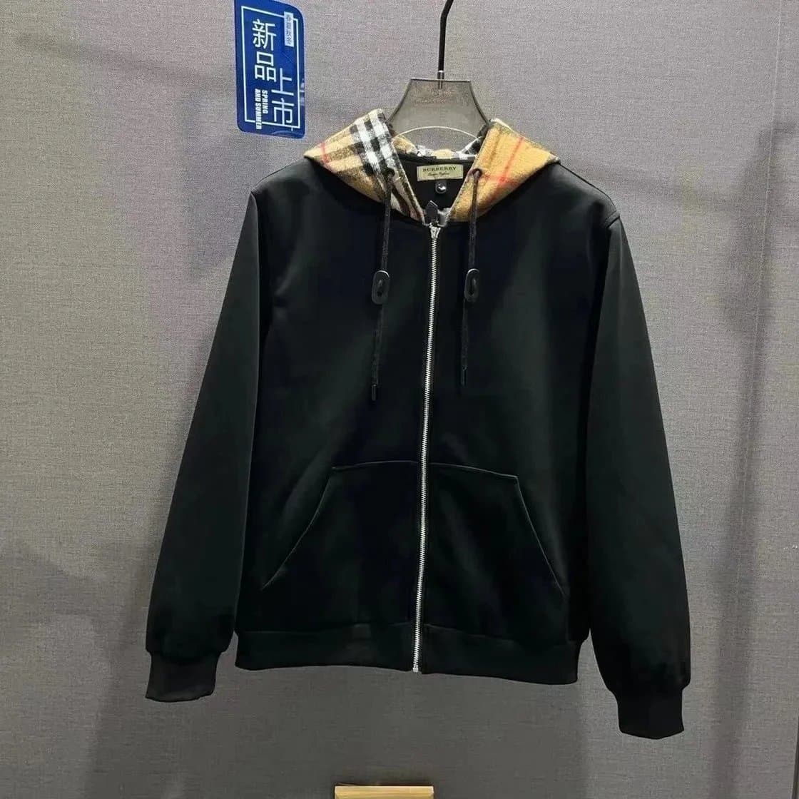 Burberry Zip-Up Hooded Jacket Checkered Hood