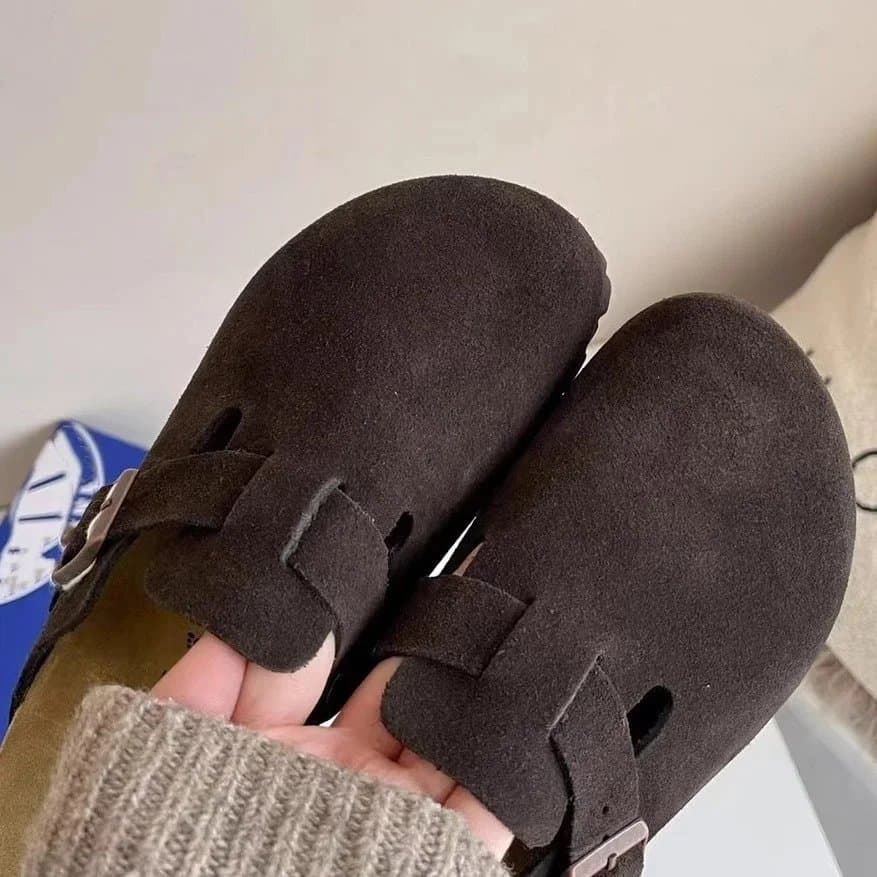 Birkenstock Boston Clog Suede — 深咖色