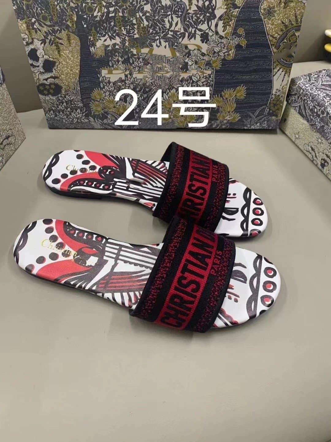 Dior Slide Sandal Oblique Logo Strap — 25