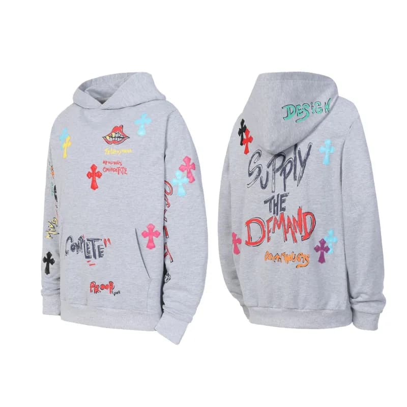 Chrome Hearts Hooded Sweatshirt Cross Logo Embroidery — L3190灰色