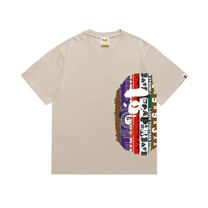BAPE Ape Head Tee Multi-Color Camo Print — 1319杏色