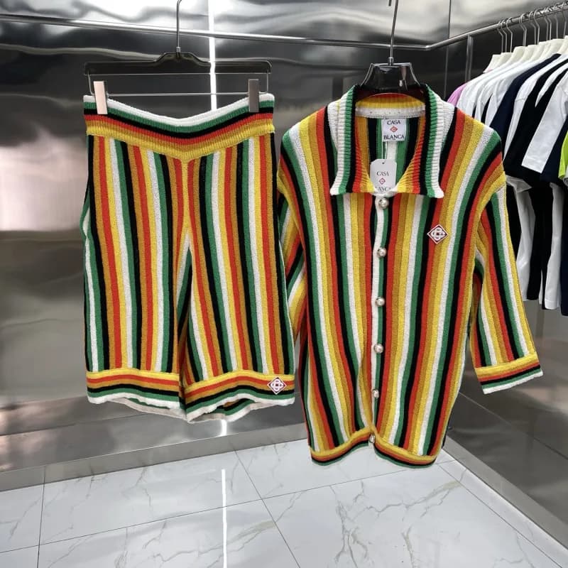 Casablanca Striped Knit Set Rasta Stripe