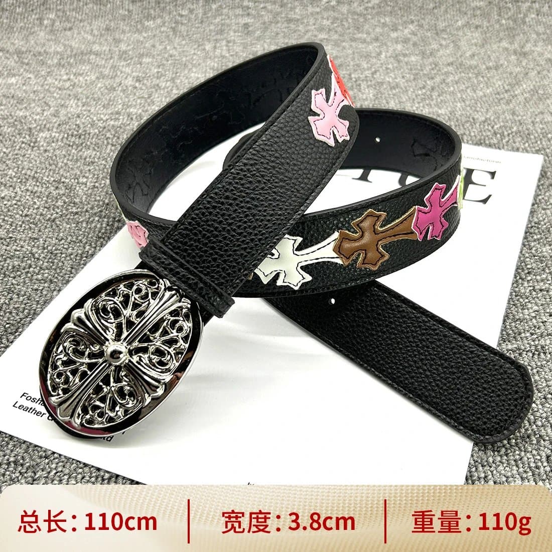 Chrome Hearts Cross Buckle Belt Embossed Leather — 【按扣光面110cm】彩色十字架腰带
