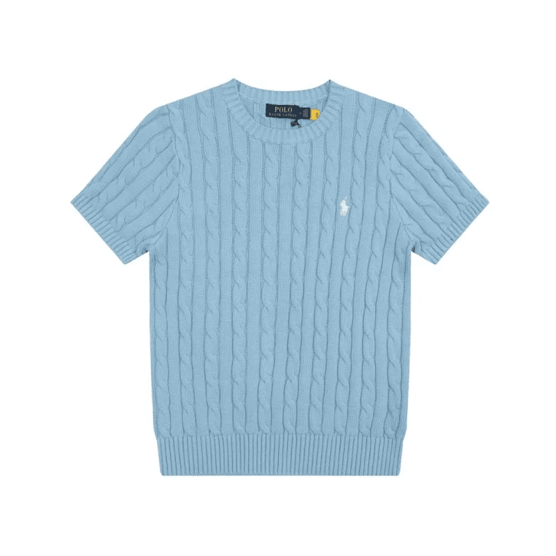 Polo Ralph Lauren Cable Knit Short-Sleeve Sweater Light Blue
