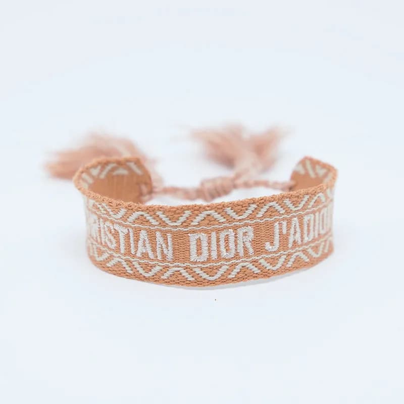 Dior J'Adior Woven Bracelet Pink with Black Logo — 93#