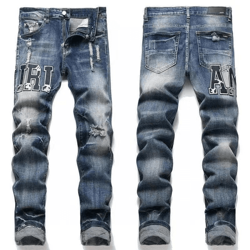 Amiri Distressed Patchwork Jeans Custom Print Patch — 25