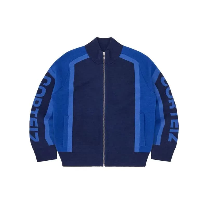 Corteiz Zip-Up Knit Jacket Block Color Logo Sleeve
