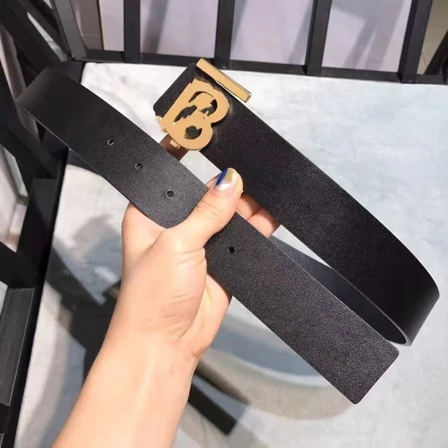 Balenciaga Logo Belt Embossed Monogram — 左黑平纹金扣