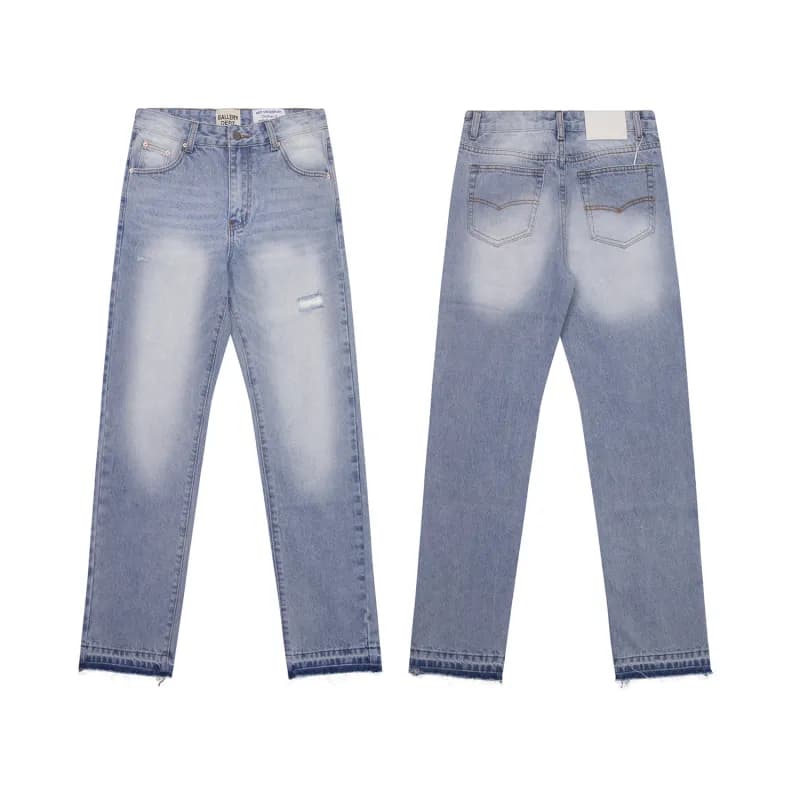 Paint-Splatter Denim Pants Artistic Hand-Painted — 645水洗蓝