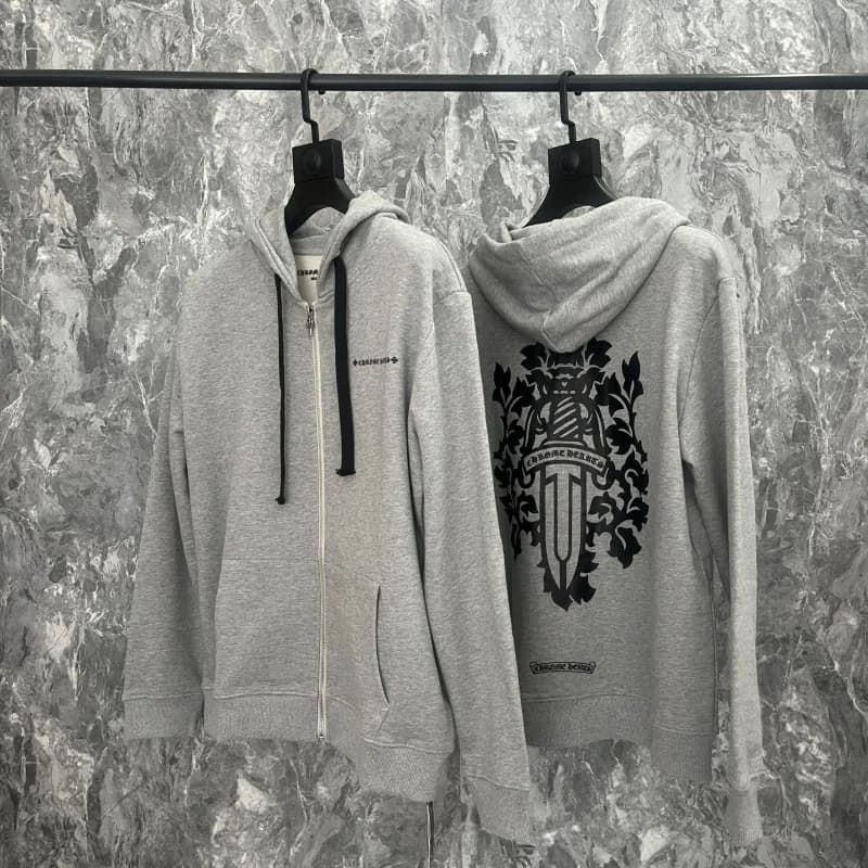 Chrome Hearts Hooded Sweatshirt Cross Logo Embroidery — 5029灰色