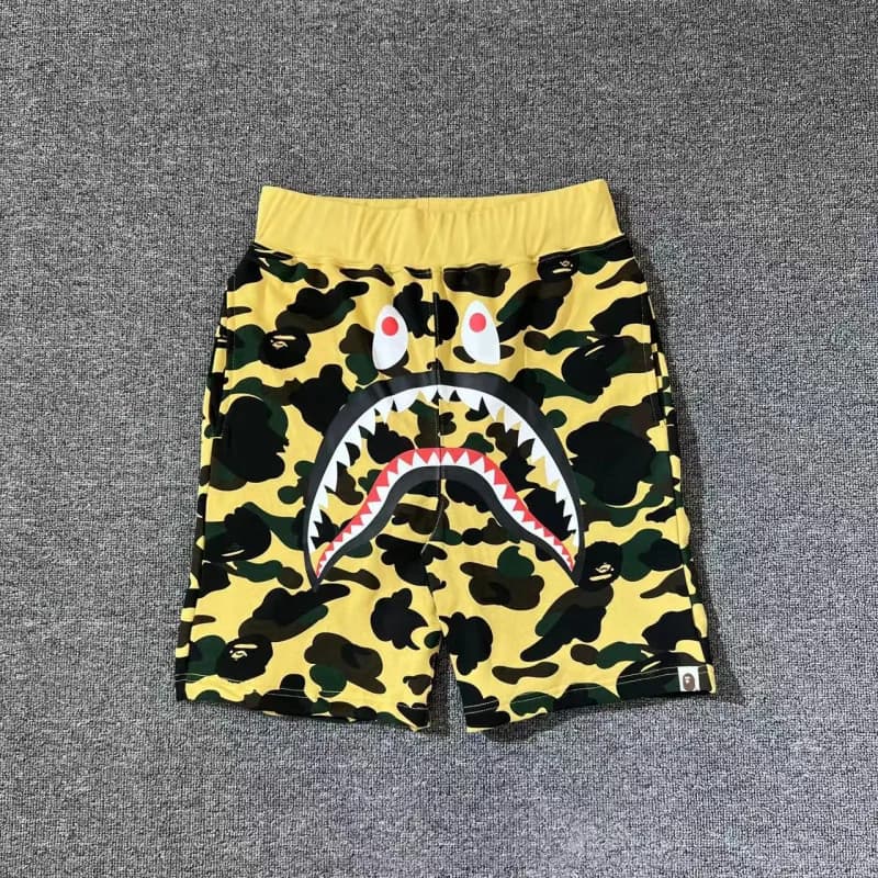 BAPE Shark Camo Shorts Yellow Camo Shark