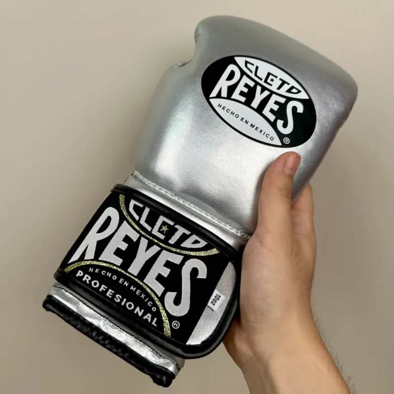 Professional Boxing Gloves Silver Black