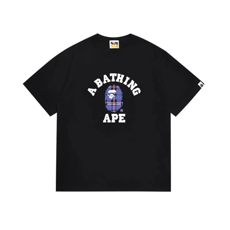 BAPE × Supreme A Bathing Ape Tee Plaid Ape Head Arch Logo