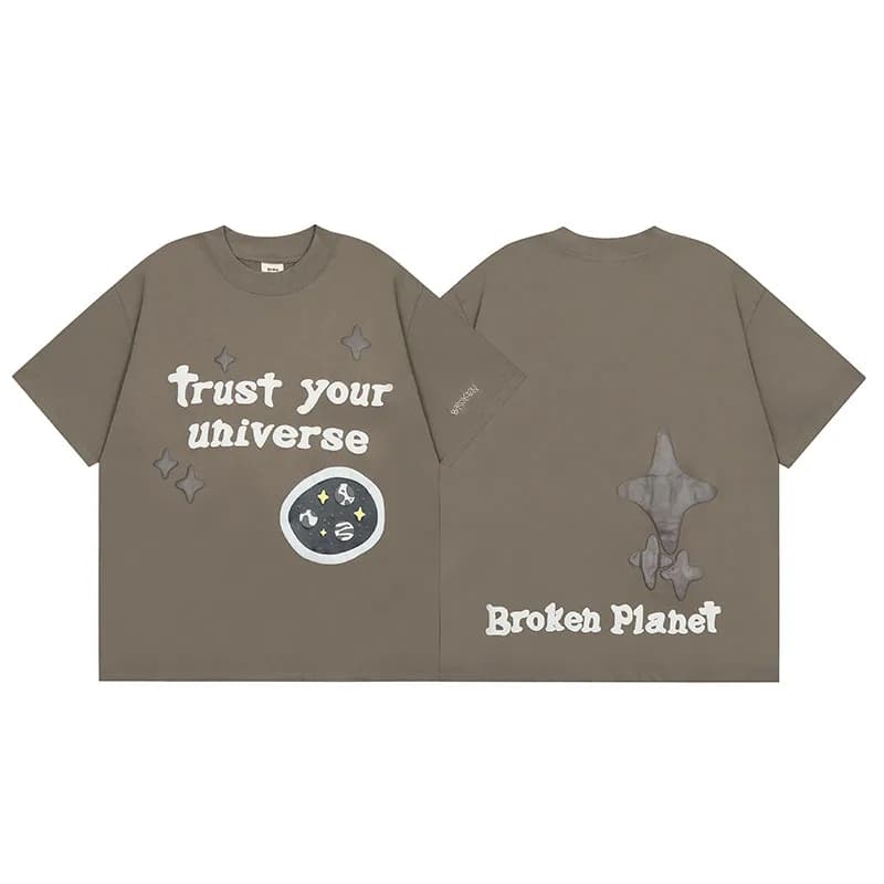 Broken Planet Space Trails Tee Visit the Hills Graphic — T110棕色