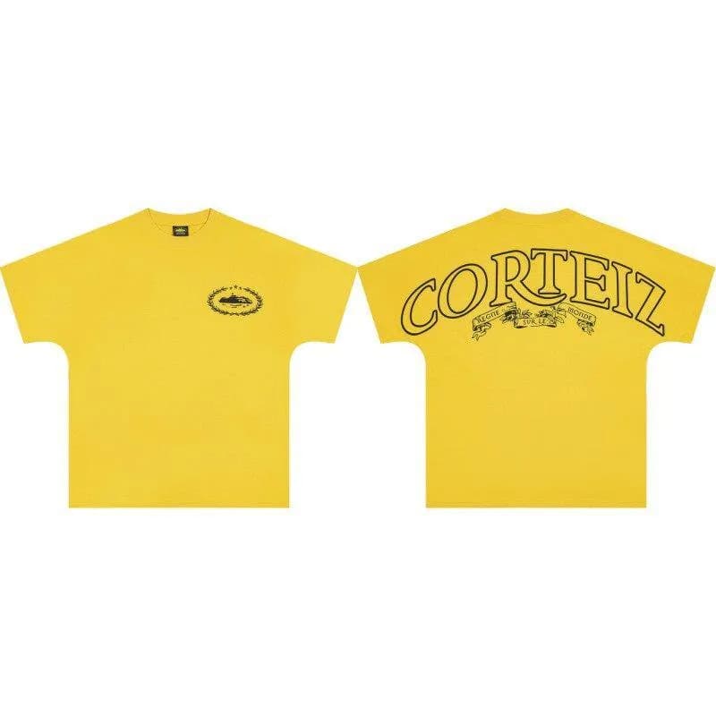 Corteiz Graphic Tee Crystal Script Logo — C201黄色