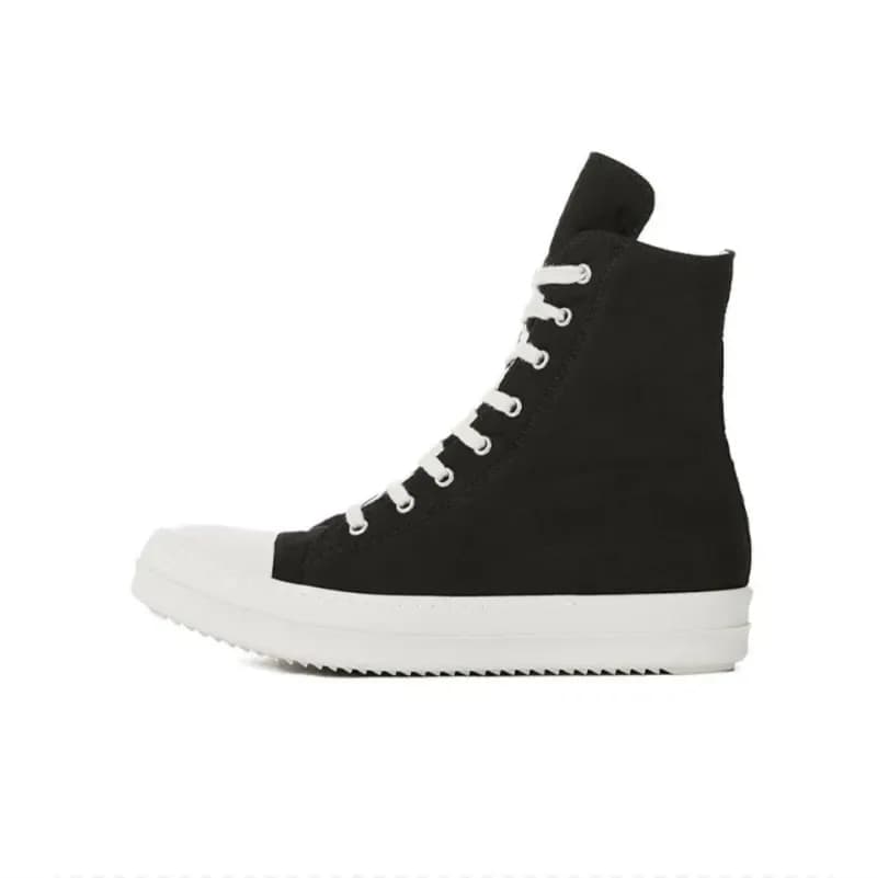 Rick Owens Geobasket Low Suede Panel — RO大匡威黑帆布