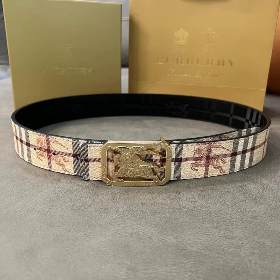 Burberry Equestrian Knight Belt Classic Check with Knight Buckle
