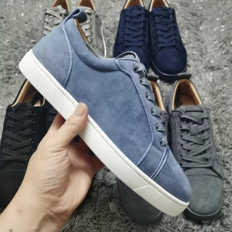 Christian Louboutin Louis Junior Suede Low Top — 蔚蓝
