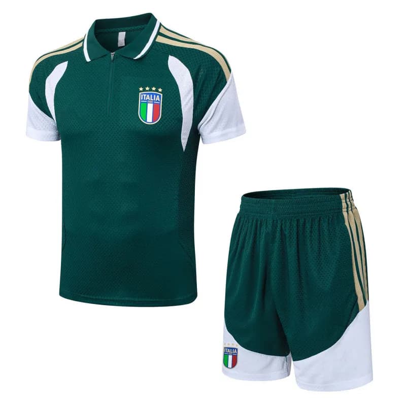 Adidas Argentina Training Set White/Navy/Blue — 2627意大利绿色半拉短袖POLO衫套装