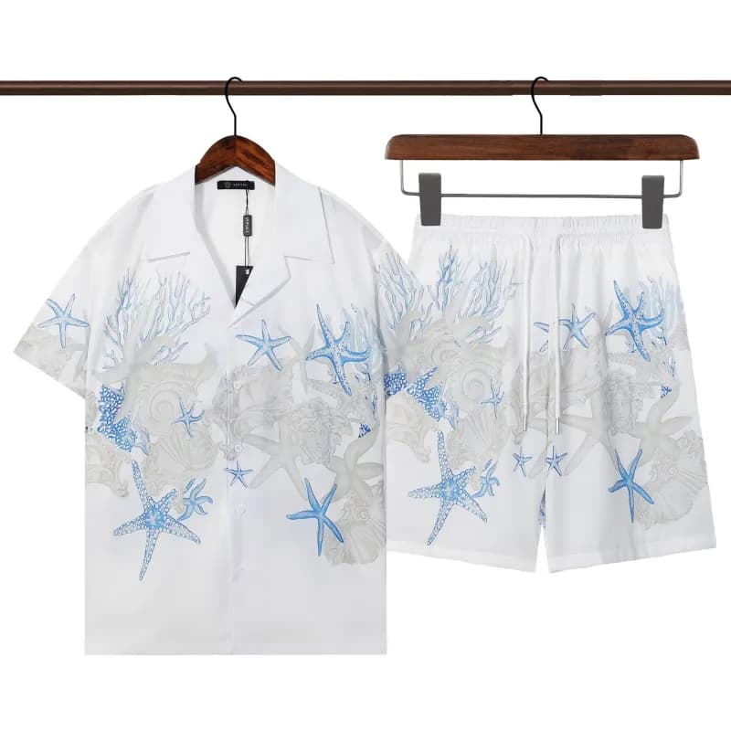 Prada Short-Sleeve Shirt Contrast Trim — Q288 suit diagram