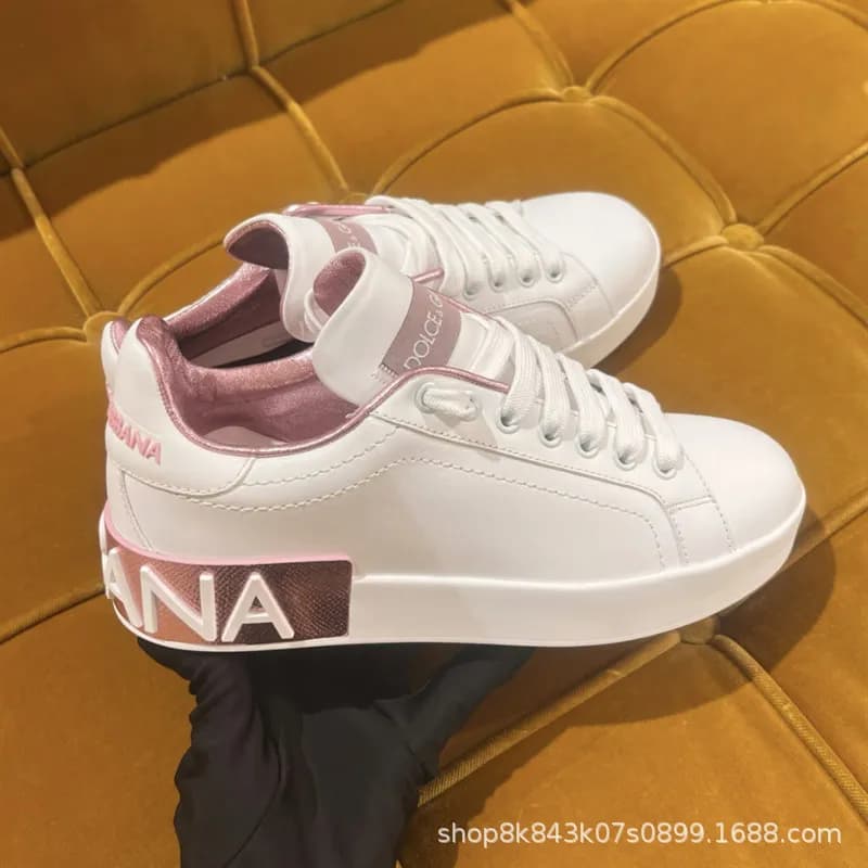 Dolce & Gabbana DG Bambina Sneaker White with Pink Logo