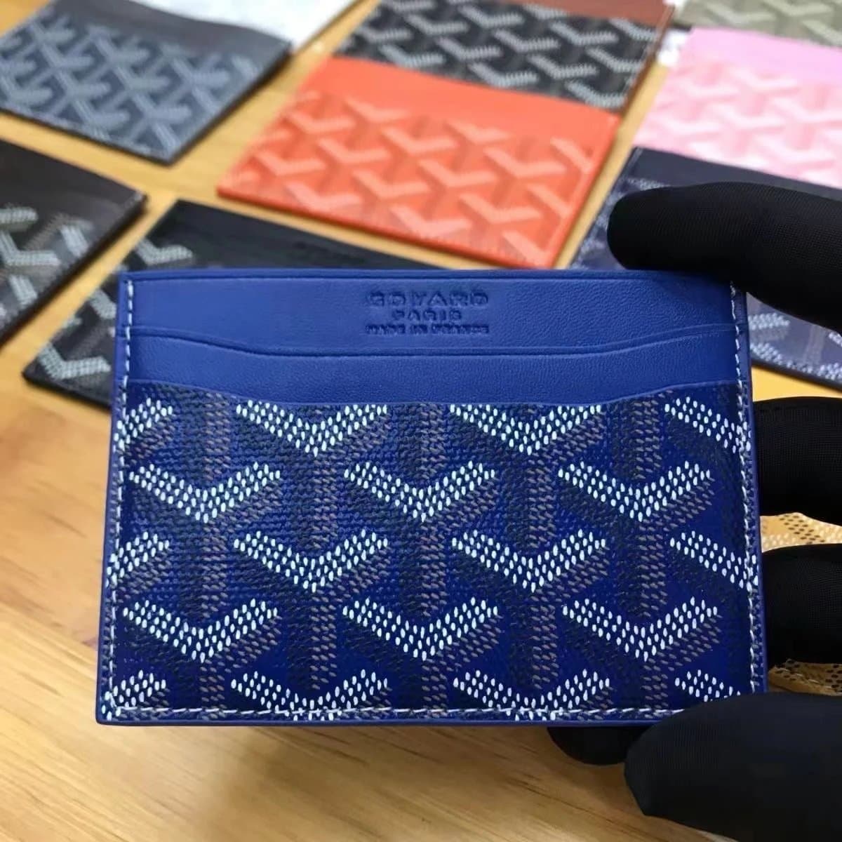 Goyard Card Holder Chevron Pattern — 03蓝色