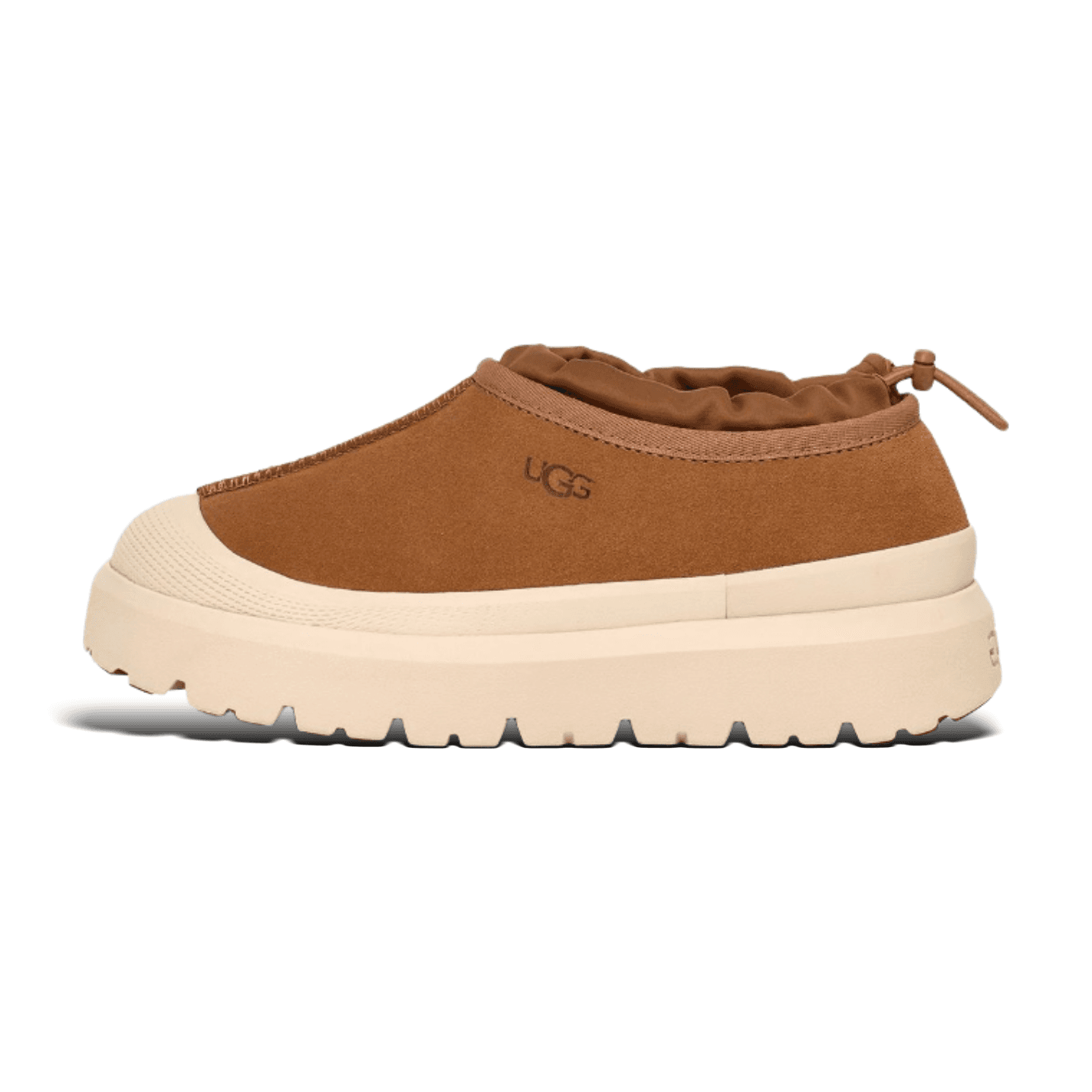 UGG Platform Moccasin Slipper Chestnut — 低帮栗色白底