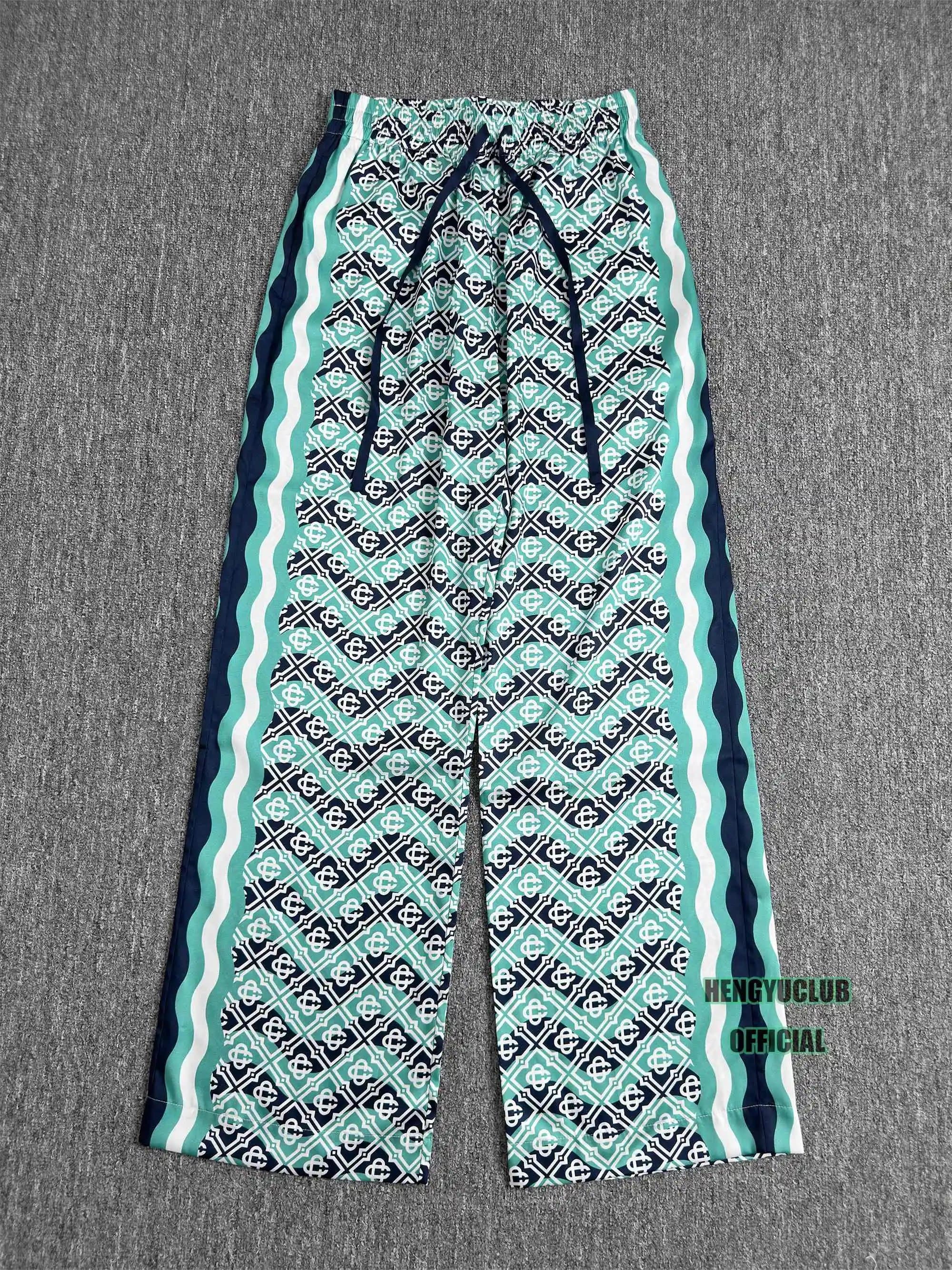 Balenciaga Logo Print Trousers Geometric Wave Stripe