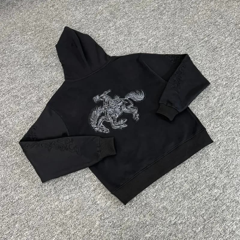Balenciaga Hooded Sweatshirt Embroidered Horse Motif