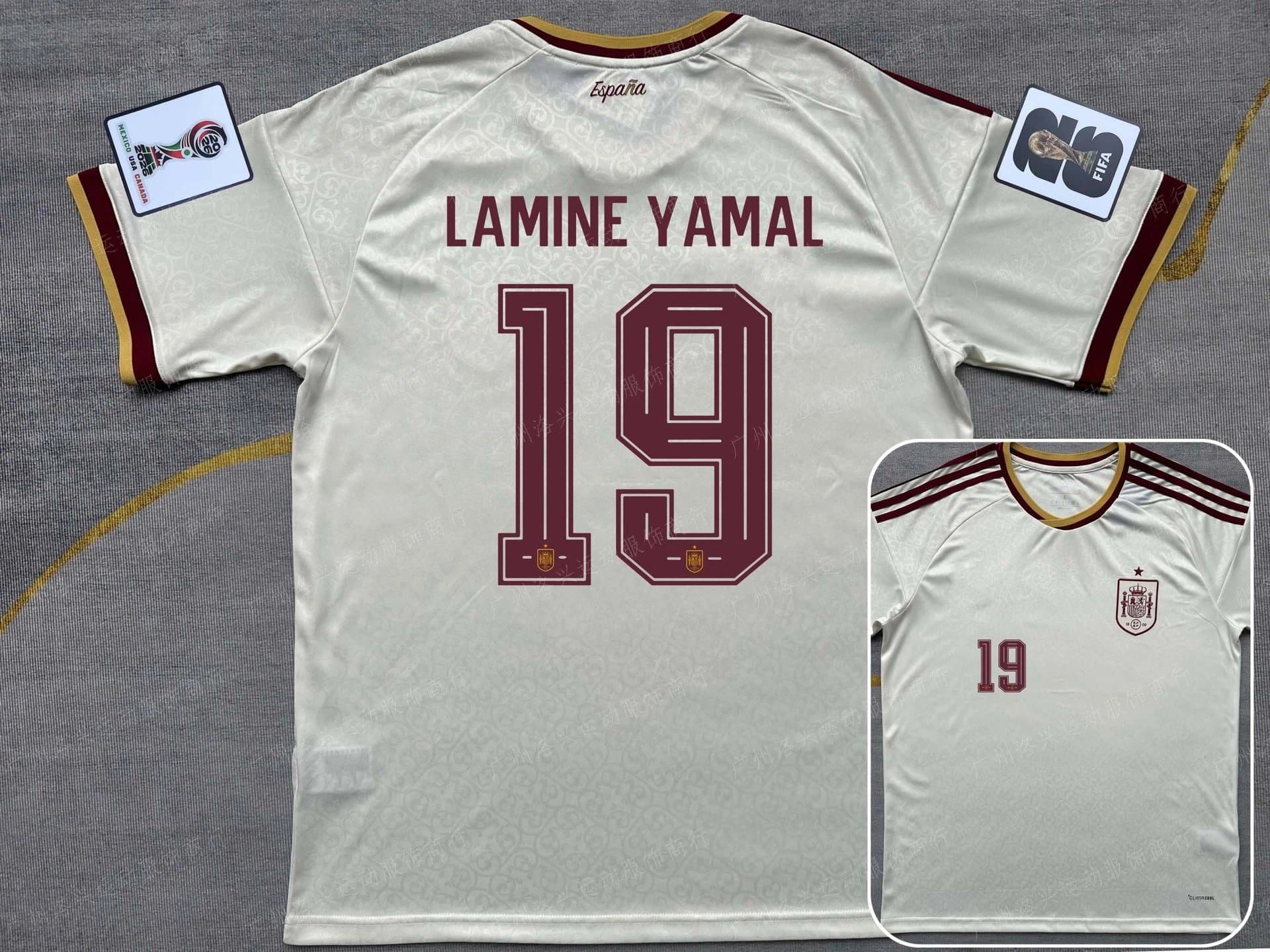 Adidas National Team Jersey Authentic Match — 2026西班牙客场LAMINE YAMAL #19+世界杯章