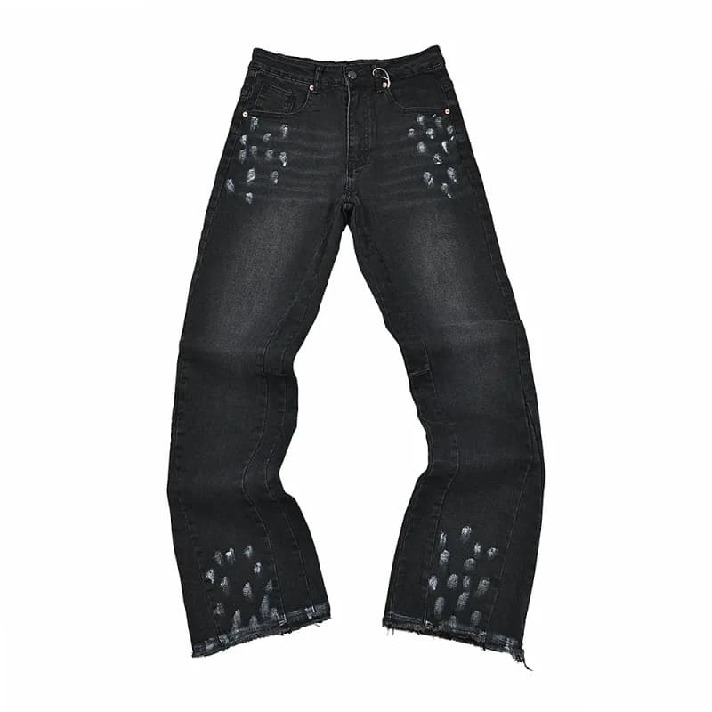 Distressed Jeans Paint-Splatter Wash