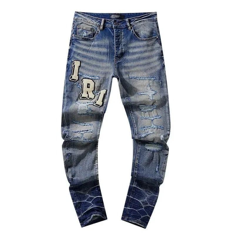 Amiri Distressed Logo Jeans Tear & Patch — 6