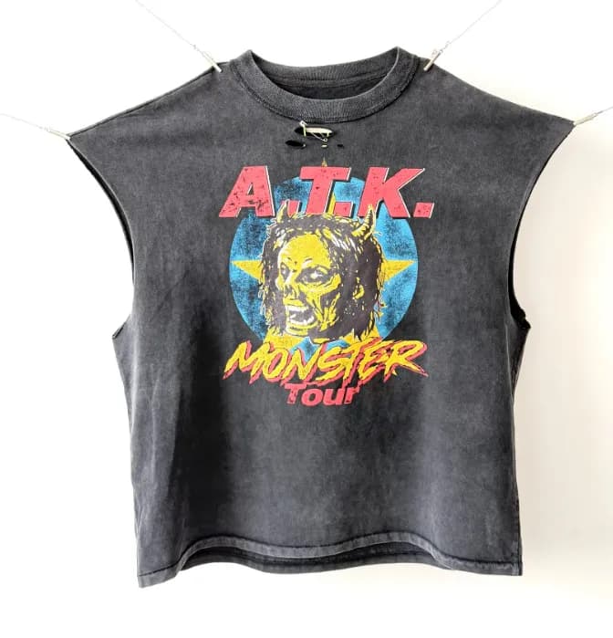 Saint Laurent Graphic Tee Distressed Print — Cvt-24 models