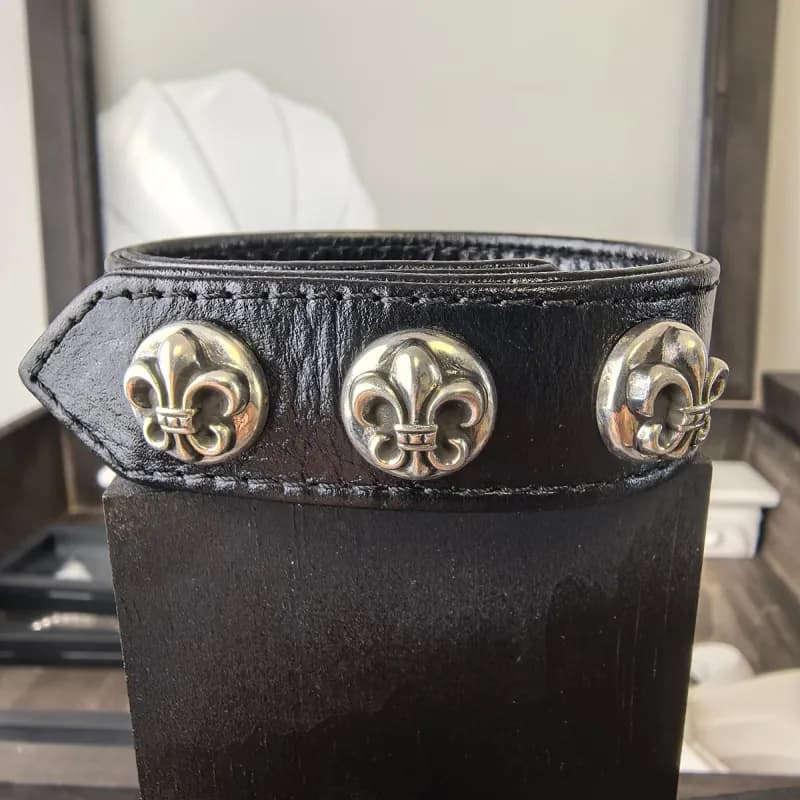 Chrome Hearts Fleur-de-Lis Belt Triple Stud