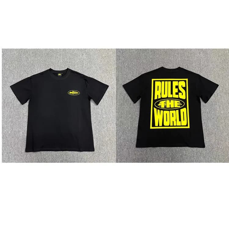Logo Tee Corteiz Script — 3122黑印黄色
