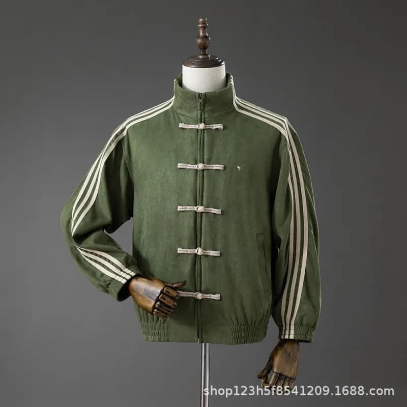 Adidas Track Jacket Chinese Knot Button — 三叶草复古中国风湖绿色夹克
