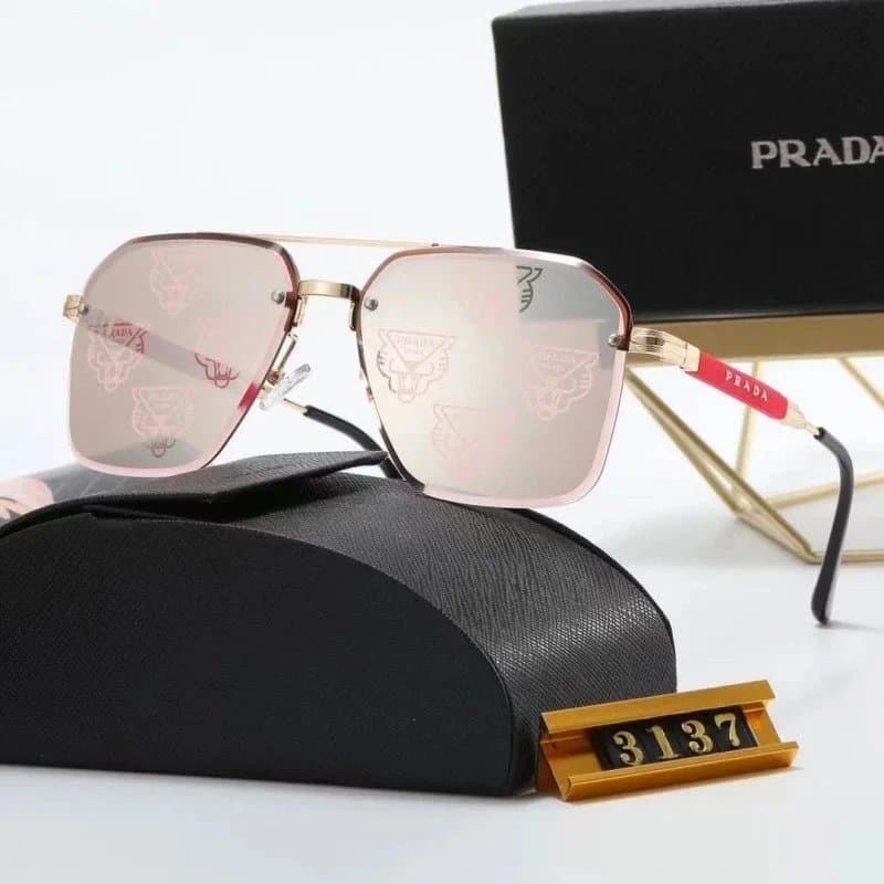 Prada Aviator Sunglasses Tiger Logo Mirror Lens